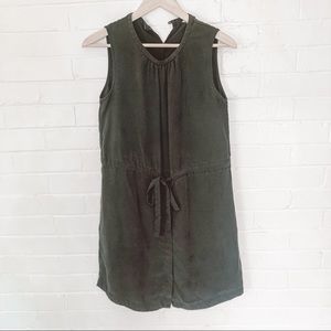 Army green Gap tie waist midi dress